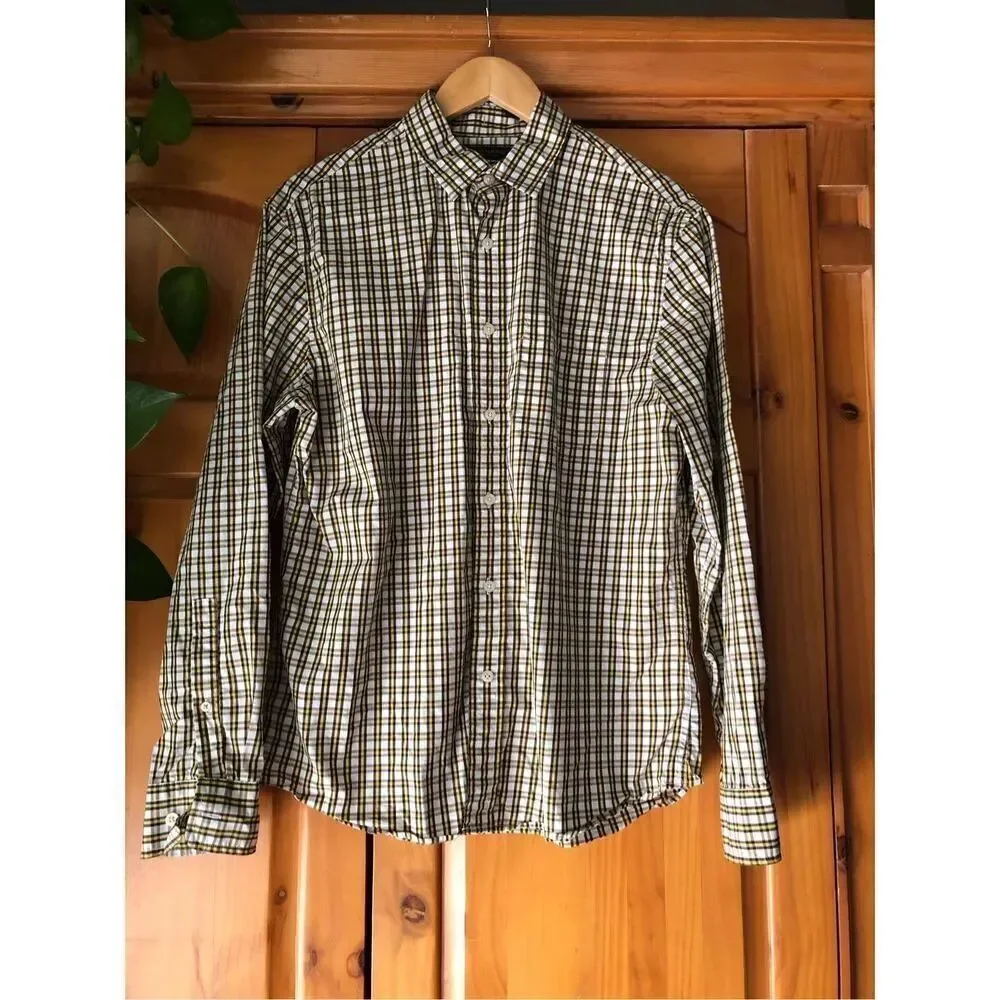 BANANA REPUBLIC Organic Cotton Plaid Multi Button up Shirt SZ M